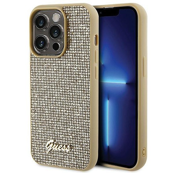 Guess Disco Metal Script tok iPhone 15 Pro-hoz - arany