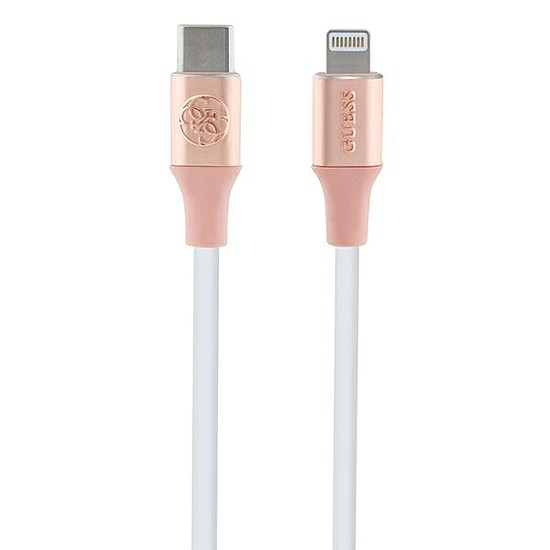 Guess Ebossed Logo USB-C / Lightning kábel 1,5 m gyorstöltés - rózsaszín