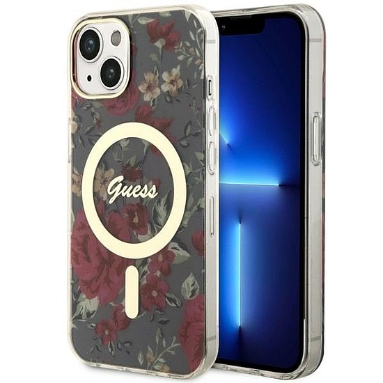 Guess Flower MagSafe tok iPhone 14-hez - zöld