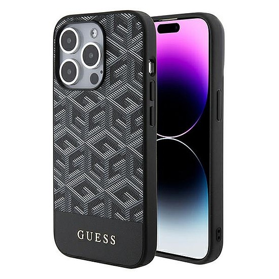 Guess GCube Stripes MagSafe tok iPhone 15 Pro-hoz - fekete