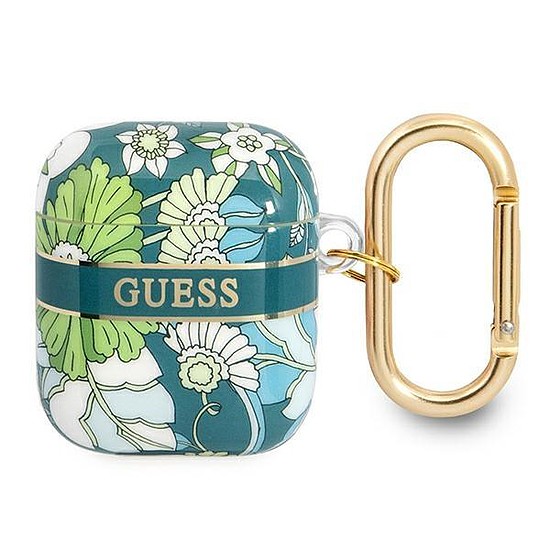 Guess GUA2HHFLN AirPods borító zöld/zöld Flower Strap Collection