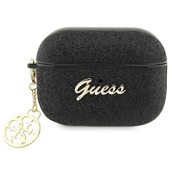 Guess GUAP2GLGSHK AirPods Pro 2 borító fekete/fekete Glitter Flake 4G Charm