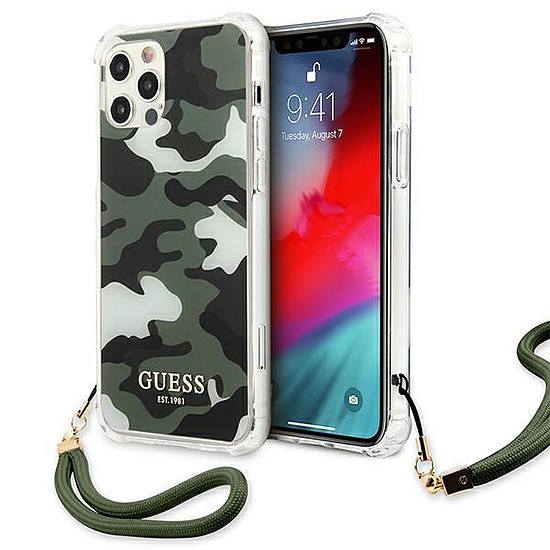 Guess GUHCP12MKSARKA iPhone 12/12 Pro 6.1" zöld/khaki kemény tok Camo Collection