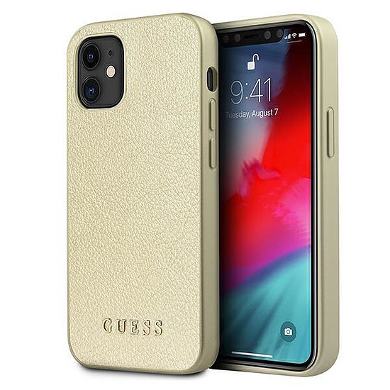 Guess GUHCP12SIGLGO iPhone 12 mini 5.4 hüvelykes arany/arany kemény tok, Iridescent