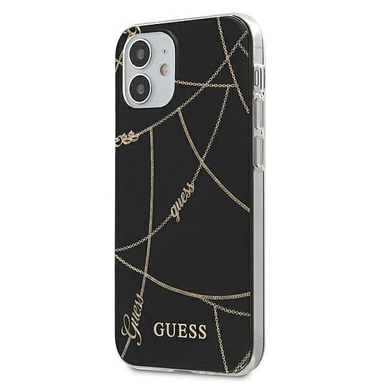 Guess GUHCP12SPCUCHBK iPhone 12 mini 5.4" fekete/fekete keménytokos Gold Chain Collection