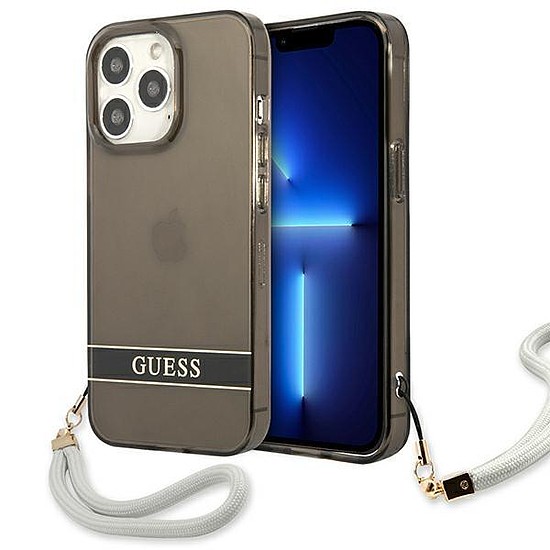 Guess GUHCP13LHTSGSK iPhone 13 Pro / 13 6.1"-es fekete/fekete keménytokos áttetsző kapocs