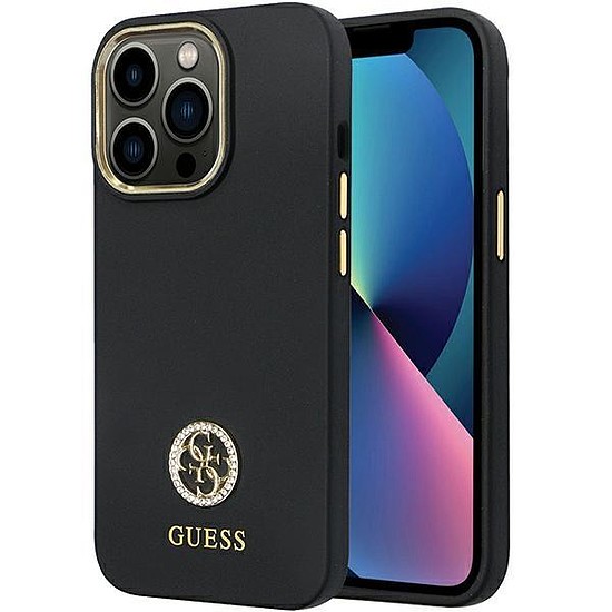 Guess GUHCP13LM4DGPK tok iPhone 13 Pro / 13 telefonhoz - fekete szilikon logo Strass 4G