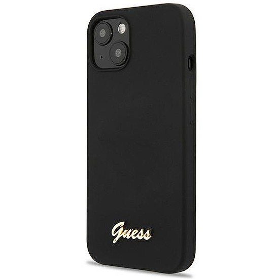 Guess GUHCP13MLSLMGBK iPhone 13 6.1" fekete/fekete keménytokos szilikon Script arany logoó