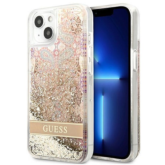 Guess GUHCP13SLFLSD iPhone 13 mini 5,4" arany/arany kemény tok Paisley Liquid Glitter