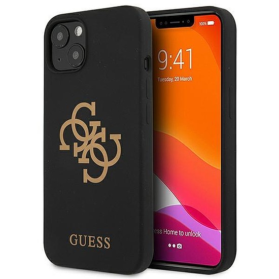 Guess GUHCP13SLS4GGBK iPhone 13 mini 5.4" fekete/fekete kemény tok szilikon 4G logó