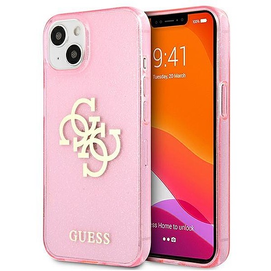 Guess GUHCP13SPCUGL4GPI iPhone 13 mini 5,4" rózsaszín/rózsaszín kemény tok Glitter 4G Big Logo