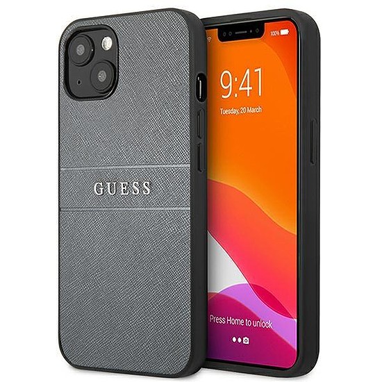 Guess GUHCP13SPSASBGR iPhone 13 mini 5,4" széles/shürke Saffiano nyak