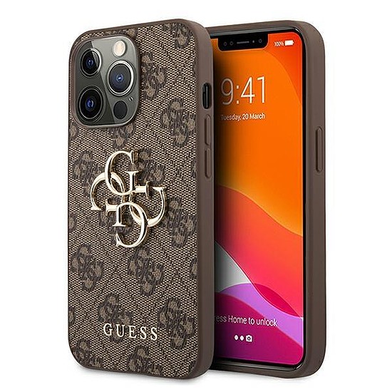 Guess GUHCP13X4GMGBR iPhone 13 Pro Max 6,7" barna/barna kemény tokos 4G naked fém logo