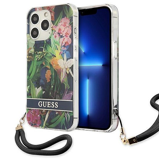 Guess GUHCP13XHFLSB iPhone 13 Pro Max 6,7" kék/kék keménytokos virágszíj