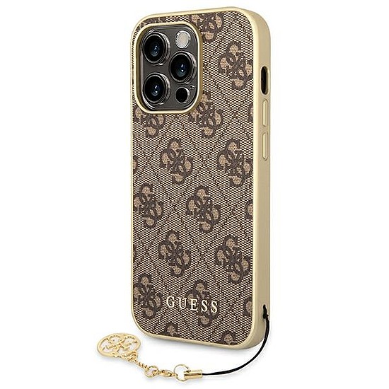 Guess GUHCP14LGF4GBR iPhone 14 Pro 6.1" barna/barna keménytokos 4G Charms Collection