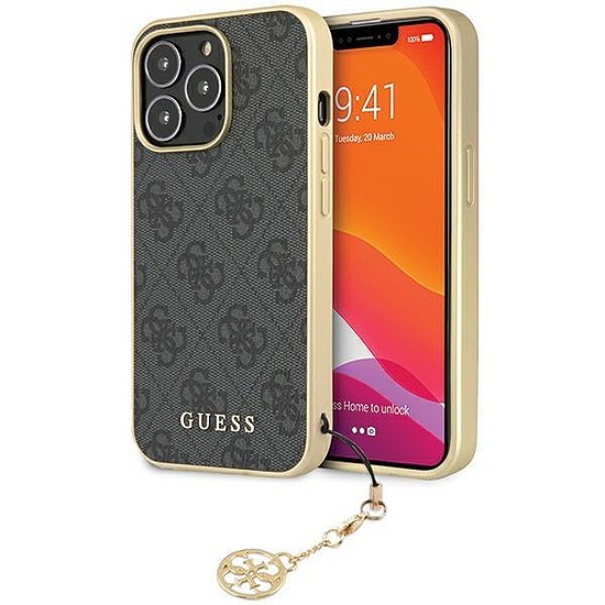 Guess GUHCP14LGF4GGR iPhone 14 Pro 6.1" szürke/szürke keménytokos 4G Charms Collection