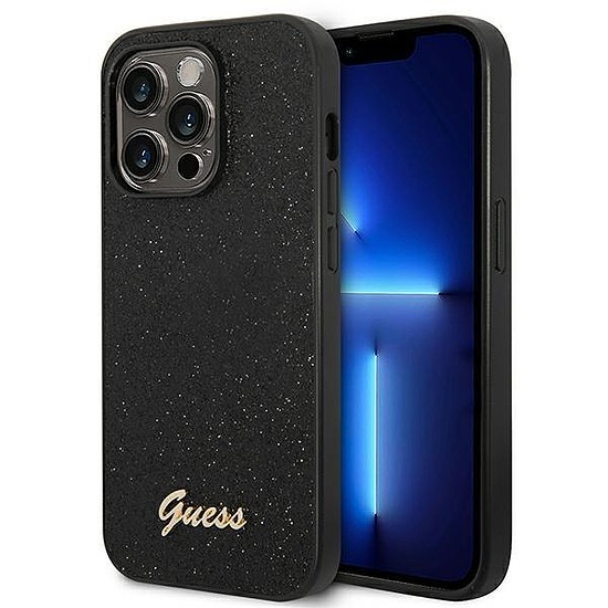 Guess GUHCP14LHGGSHK iPhone 14 Pro 6,1" fekete/fekete kemény tok Glitter Script