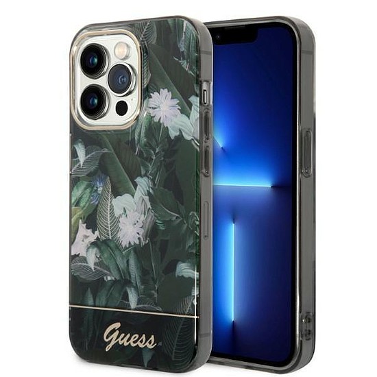 Guess GUHCP14LHGJGHA iPhone 14 Pro 6.1" zöld/zöld keménytok Jungle Collection