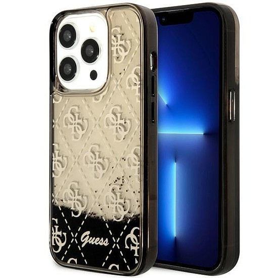 Guess GUHCP14LLC4PSGK iPhone 14 Pro 6.1" fekete/fekete keménytokos Liquid Glitter 4G Transculent