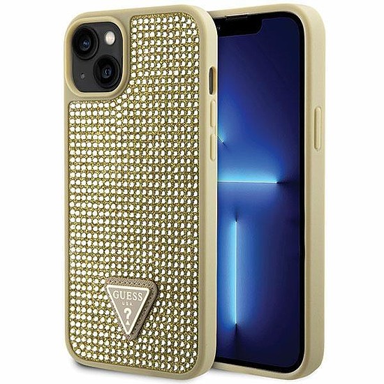 Guess GUHCP14MHDGTPD iPhone 14 Plus 6.7"-es arany/arany keménytokos strasszos háromszög