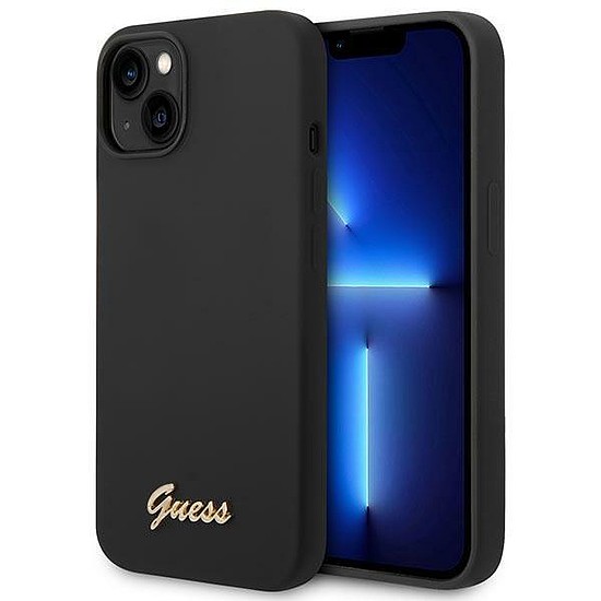 Guess GUHCP14MSLSMK iPhone 14 Plus 6.7" fekete/fekete kemény tok vintage shilicone arany logóval