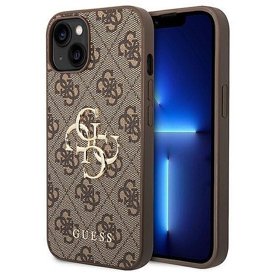 Guess GUHCP14S4GMGBR iPhone 14 6.1"-os, barna/barna keménytokos 4G naked fém logo