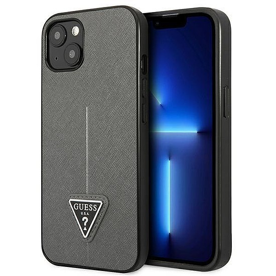 Guess GUHCP14SPSATLG iPhone 14 6,1" ezüst/ezüst keménytokos SaffianoTriangle logó