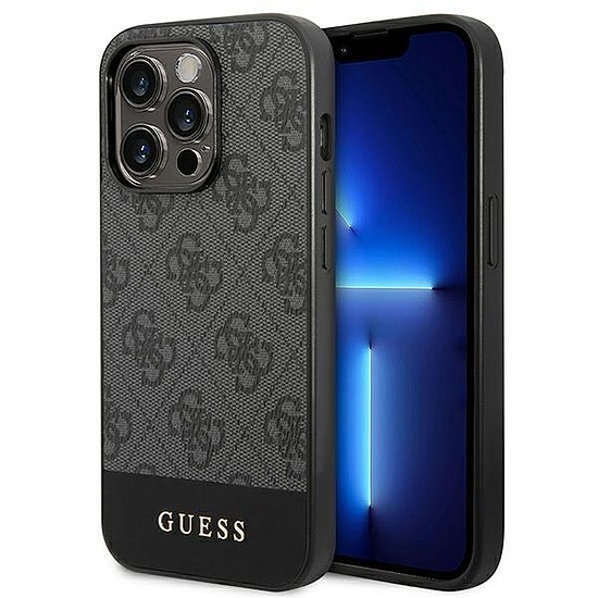 Guess GUHCP14XG4GLGR iPhone 14 Pro Max 6,7" szürke/szürke kemény tok 4G Stripe Collection