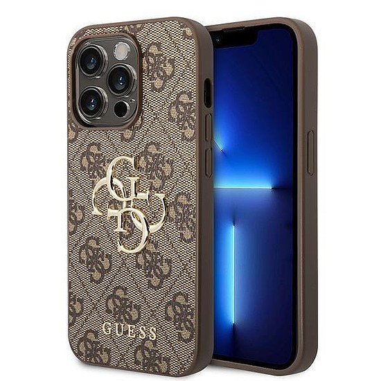 Guess GUHCP15L4GMGBR iPhone 15 Pro 6.1" barna/barna keménytokos 4G naked fém logo