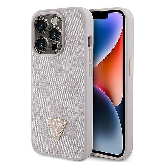 Guess GUHCP15LP4TDPP iPhone 15 Pro 6.1" rózsaszín/rózsaszín keménytok, bőr 4G Triangle Strass