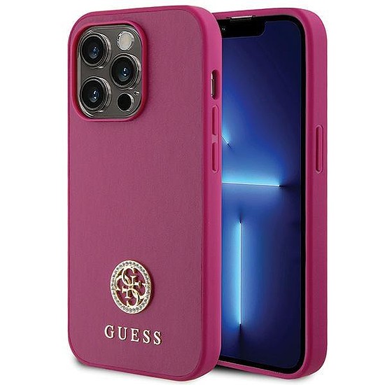 Guess GUHCP15LPS4DGPP iPhone 15 Pro 6.1" rózsaszín/rózsaszín kemény tokos Strass Metal logó