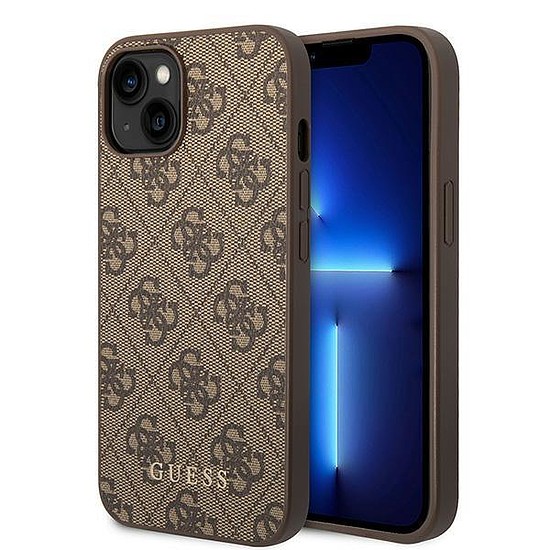 Guess GUHCP15MG4GFBR iPhone 15 Plus 6.7" barna/barna kemény tok 4G fém arany logóval