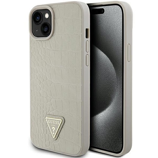 Guess GUHCP15SPCRTHCD iPhone 15 6,1" arany/arany keménytokos krokó háromszög fém logó