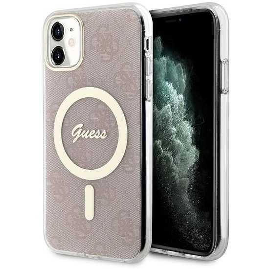 Guess GUHMN61H4STP iPhone 11 6.1" rózsaszín/rózsaszín kemény tok, 4G MagSafe