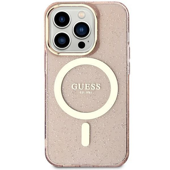 Guess GUHMN61HCMCGP iPhone 11 / Xr 6.1" rózsaszín/rózsaszín keménytok Glitter Gold MagSafe