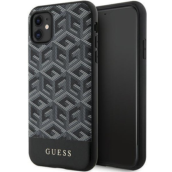 Guess GUHMN61HGCFSEK iPhone 11 / Xr 6.1" fekete/fekete keménytok GCube Stripes MagSafe