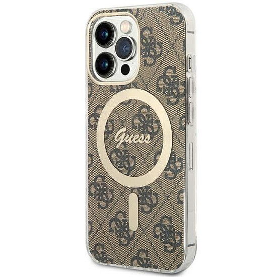 Guess GUHMP13LH4STW iPhone 13 Pro / 13 6.1" barna/barna keménytokos 4G MagSafe