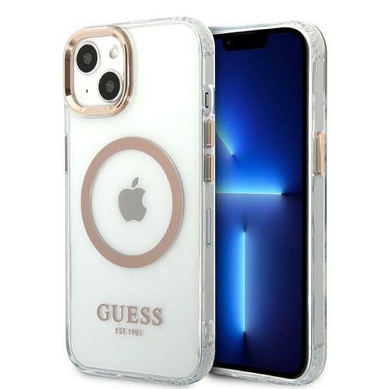 Guess GUHMP13MHTRMD iPhone 13 6,1 hüvelykes arany/arany kemény tok Metal Outline Magassafe