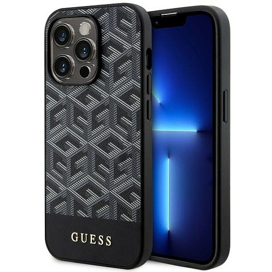 Guess GUHMP14LHGCFSEK iPhone 14 Pro 6,1" fekete/fekete keménytok GCube Stripes MagSafe