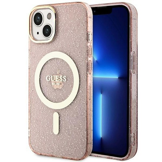 Guess GUHMP14MHCMCGP iPhone 14 Plus 6,7" rózsaszín/rózsaszín keménytok Glitter Gold MagSafe