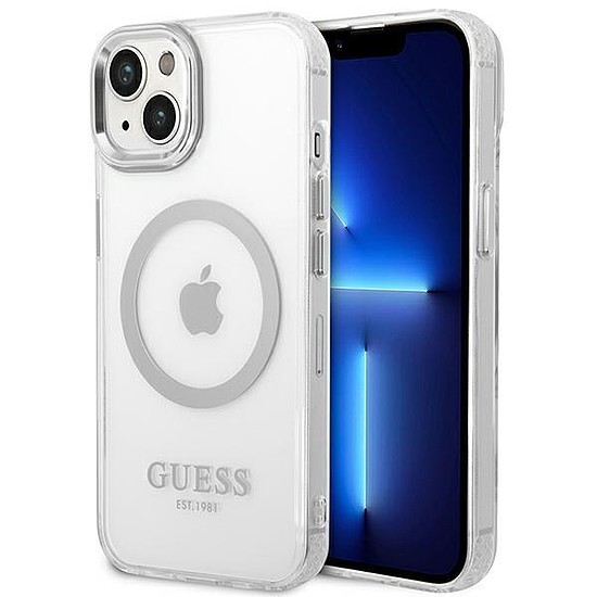 Guess GUHMP14MHTRMS iPhone 14 Plus 6,7" ezüst/ezüst kemény tok Metal Outline Magassafe