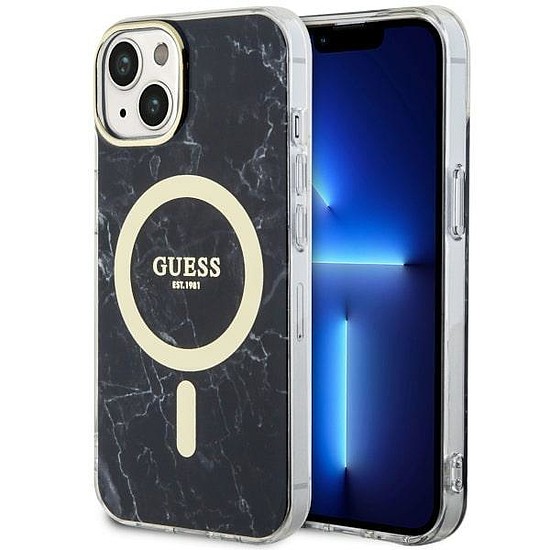 Guess GUHMP14MPCUMAK iPhone 14 Plus 6,7" fekete/fekete keménytokos Marble MagSafe