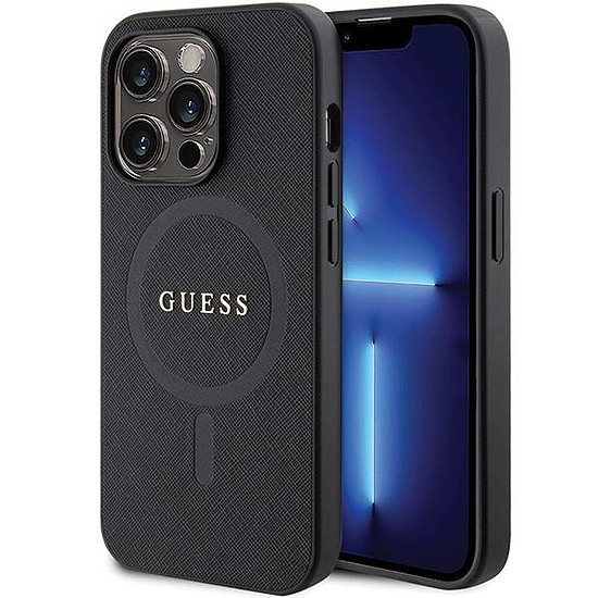 Guess GUHMP14XPSAHMCK tok iPhone 14 Pro Max 6,7"-hez - fekete Saffiano MagSafe