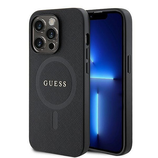 Guess GUHMP15LPSAHMCK iPhone 15 Pro 6.1" fekete/fekete keménytokos Saffiano MagSafe