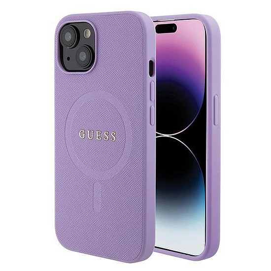 Guess GUHMP15SPSAHMCU iPhone 15 6,1" lila/lila kemény tok, Saffiano MagSafe