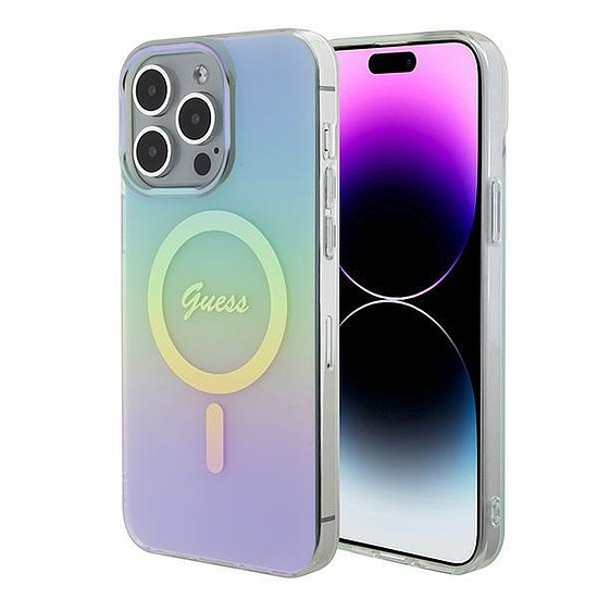 Guess GUHMP15XHITSQ iPhone 15 Pro Max türkiz/türkiz kemény tok IML Iridescent MagSafe