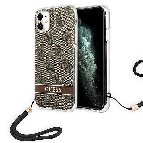 Guess GUOHCN61H4STW iPhone 11 barna/barna kemény tokos 4G nyomtatószíj