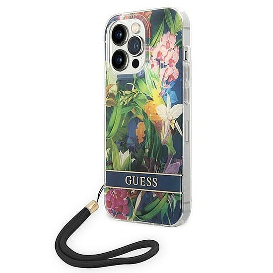 Guess GUOHCP14XHFLSB iPhone 14 Pro Max 6,7" kék/kék keménytokos virágszíj