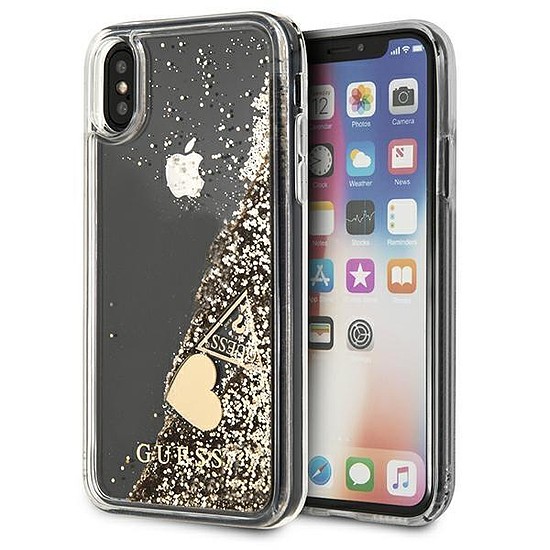 Guess GUOHCPXGLHFLGO iPhone X/Xs arany/arany kemény tok Glitter Charms