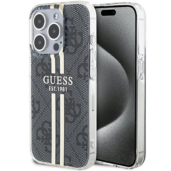 Guess IML 4G Gold Stripe tok iPhone 15 Pro-hoz - fekete